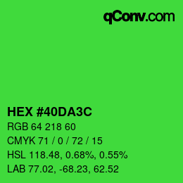 カラーコード: HEX #40DA3C | qconv.com