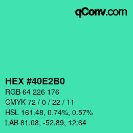 Color code: HEX #40E2B0 | qconv.com