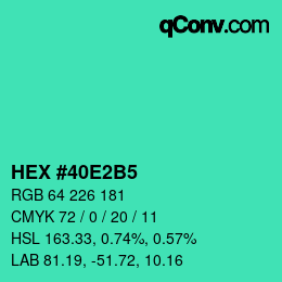 カラーコード: HEX #40E2B5 | qconv.com