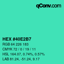 颜色代码: HEX #40E2B7 | qconv.com