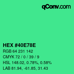 カラーコード: HEX #40E78E | qconv.com