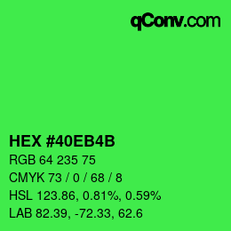 カラーコード: HEX #40EB4B | qconv.com