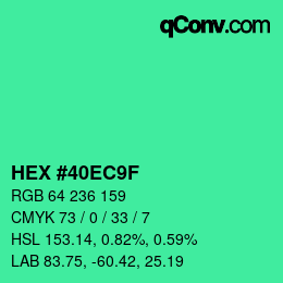 カラーコード: HEX #40EC9F | qconv.com