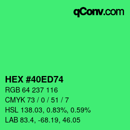 颜色代码: HEX #40ED74 | qconv.com