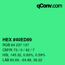 颜色代码: HEX #40ED89 | qconv.com