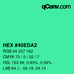 颜色代码: HEX #40EDA2 | qconv.com