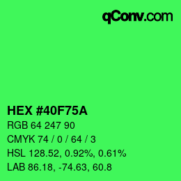 颜色代码: HEX #40F75A | qconv.com