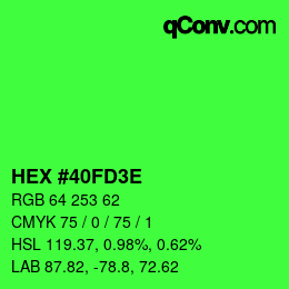 Farbcode: HEX #40FD3E | qconv.com