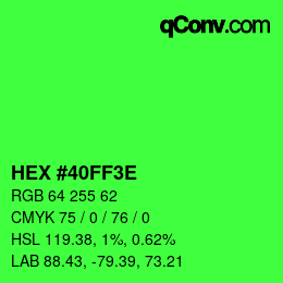 Color code: HEX #40FF3E | qconv.com