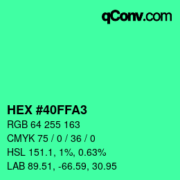 颜色代码: HEX #40FFA3 | qconv.com
