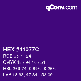 Color code: HEX #41077C | qconv.com