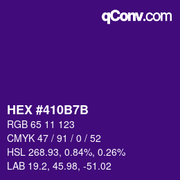 Color code: HEX #410B7B | qconv.com