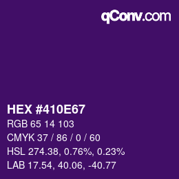 カラーコード: HEX #410E67 | qconv.com