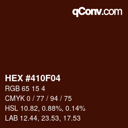 Farbcode: HEX #410F04 | qconv.com