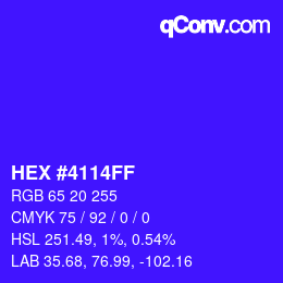 Color code: HEX #4114FF | qconv.com
