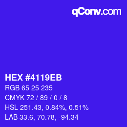 Color code: HEX #4119EB | qconv.com