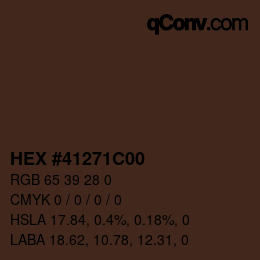 Color code: HEX #41271C00 | qconv.com