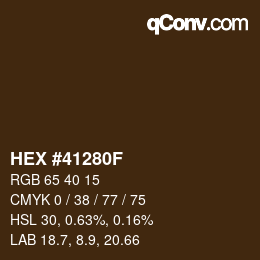 Color code: HEX #41280F | qconv.com