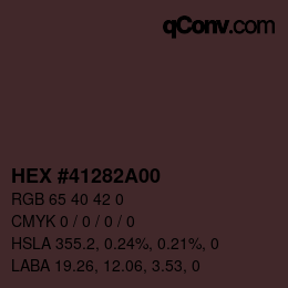 Farbcode: HEX #41282A00 | qconv.com
