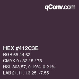 Color code: HEX #412C3E | qconv.com