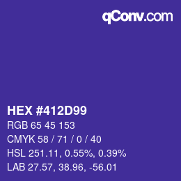 カラーコード: HEX #412D99 | qconv.com