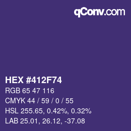 颜色代码: HEX #412F74 | qconv.com