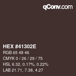 Color code: HEX #41302E | qconv.com