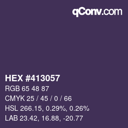 カラーコード: HEX #413057 | qconv.com