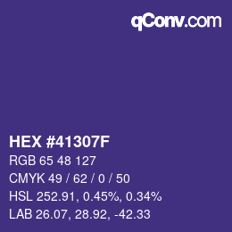 Farbcode: HEX #41307F | qconv.com