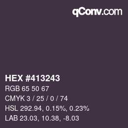 Farbcode: HEX #413243 | qconv.com
