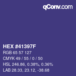 颜色代码: HEX #41397F | qconv.com