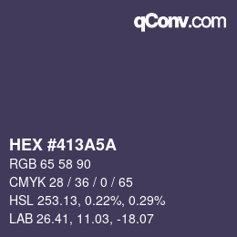 Color code: HEX #413A5A | qconv.com