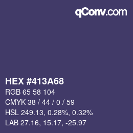 Color code: HEX #413A68 | qconv.com
