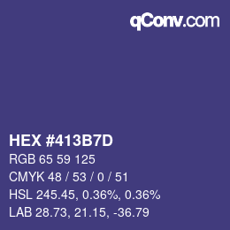 Color code: HEX #413B7D | qconv.com