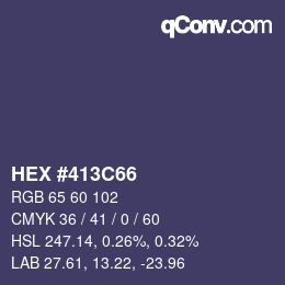 Farbcode: HEX #413C66 | qconv.com