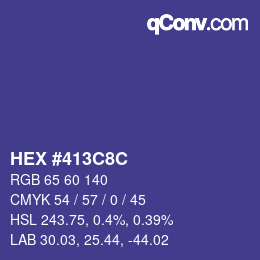 Color code: HEX #413C8C | qconv.com