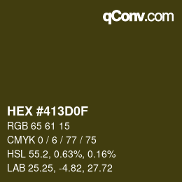 カラーコード: HEX #413D0F | qconv.com