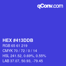 Color code: HEX #413DDB | qconv.com