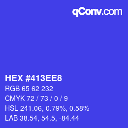 Color code: HEX #413EE8 | qconv.com