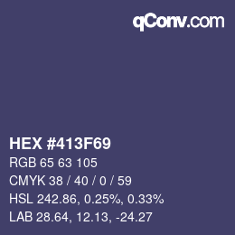 カラーコード: HEX #413F69 | qconv.com