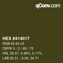 Código de color: HEX #414017 | qconv.com