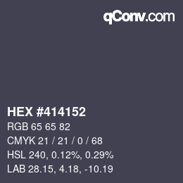 カラーコード: HEX #414152 | qconv.com