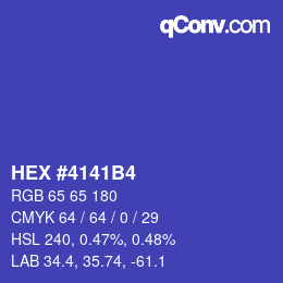 カラーコード: HEX #4141B4 | qconv.com