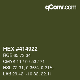 Código de color: HEX #414922 | qconv.com