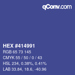 Color code: HEX #414991 | qconv.com