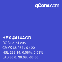 Color code: HEX #414ACD | qconv.com