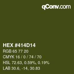 Farbcode: HEX #414D14 | qconv.com
