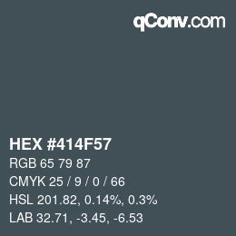 カラーコード: HEX #414F57 | qconv.com