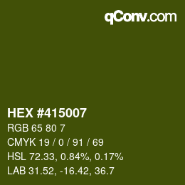 Color code: HEX #415007 | qconv.com