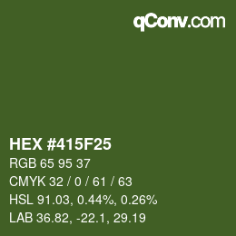 カラーコード: HEX #415F25 | qconv.com